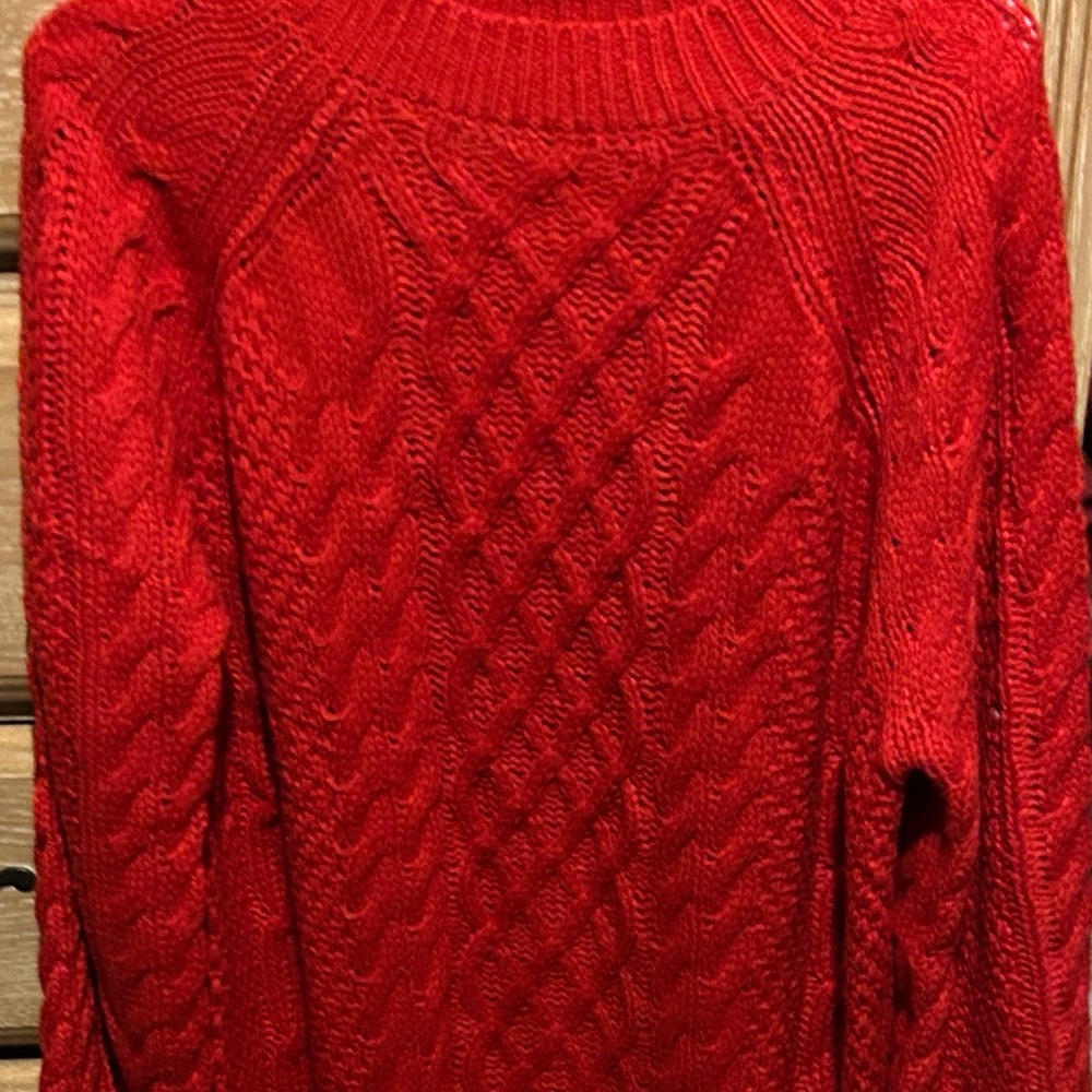 Anrabess Red Cable Knit Oversized Sweater